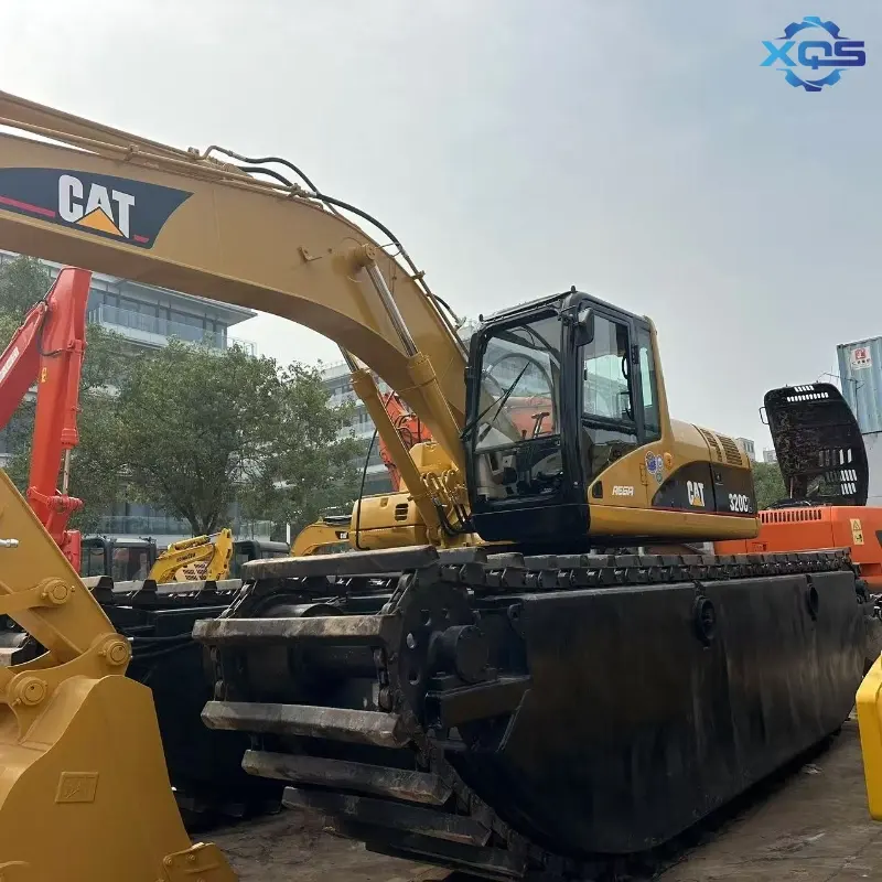 Powerful Second hand CAT 320C Excavator Marine Configuration Long Reach For Dredging